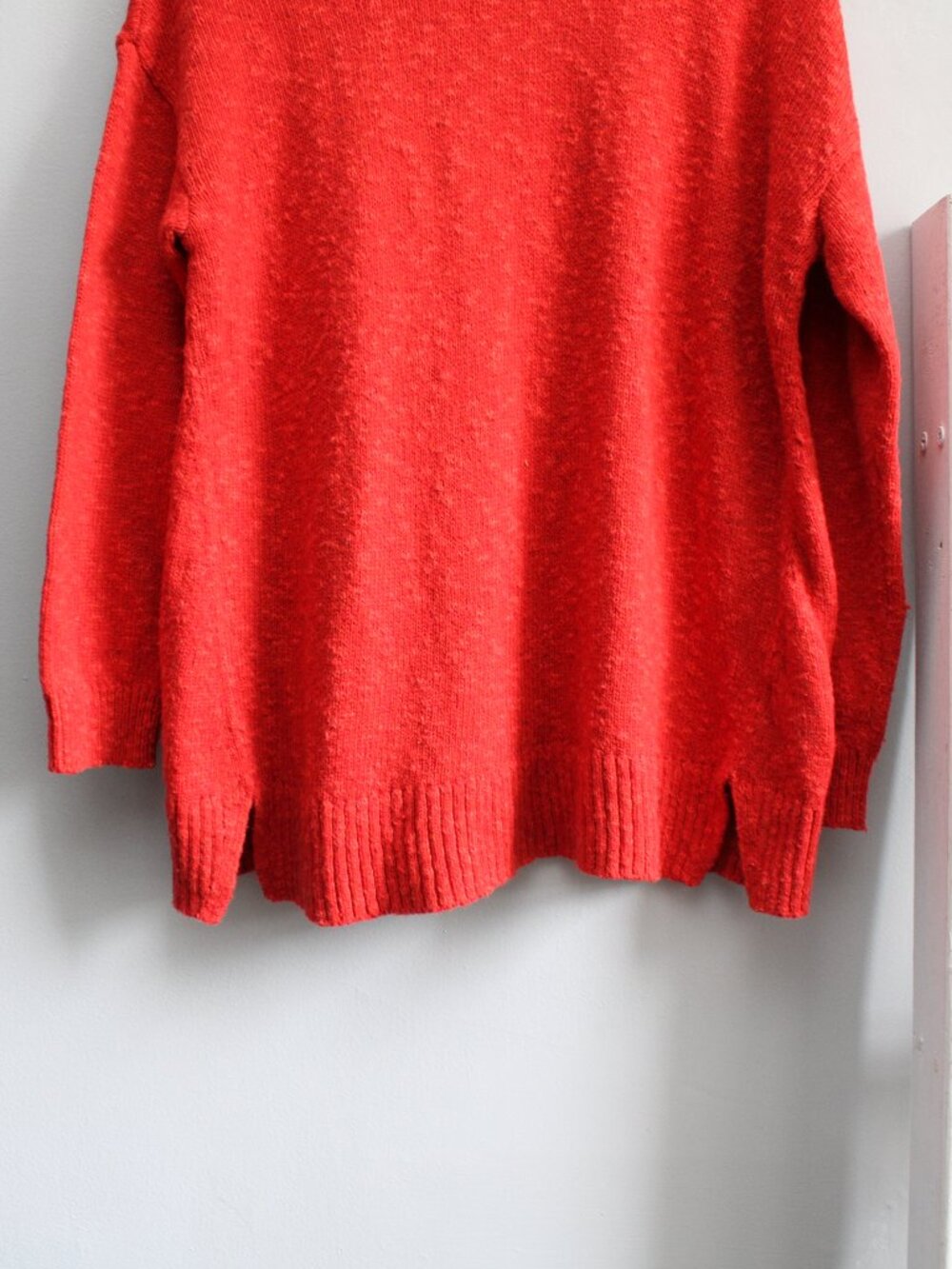 J. Jill Red Cotton Blend Oversized Tunic Knit Turtleneck Sweater Size Small - Picture 5 of 6